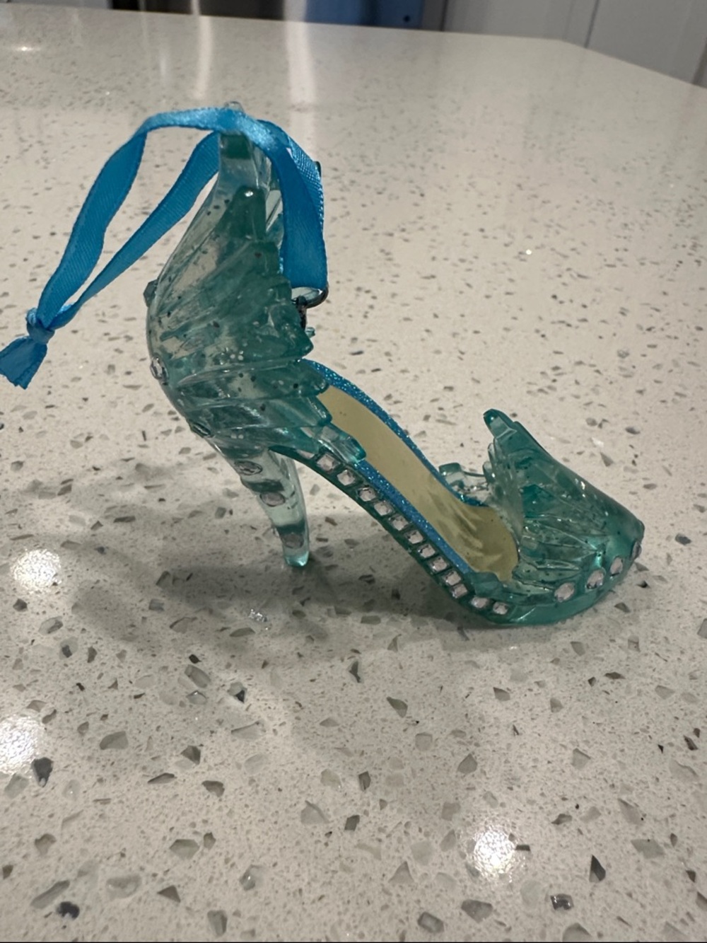 Disney-Elsa’s Teal Slipper Ornament with Blue Ribbon
